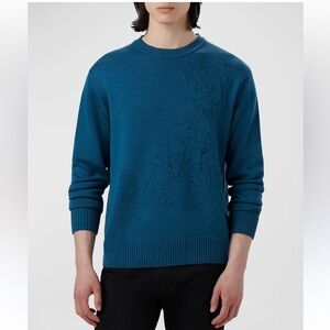 Bugatchi Embroidered Merino Wool Crewneck Sweater